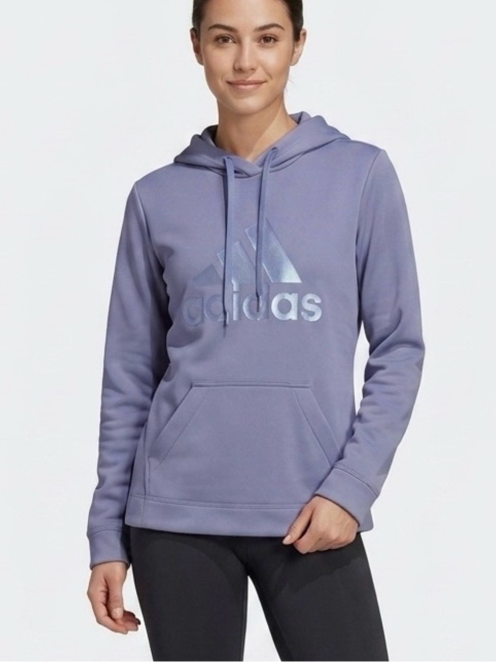 Adidas Periwinkle Blue Metallic Logo Pullover Hoodie Size M